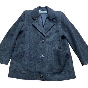 Authentic Mackintosh Vintage Size 12 Black Single Breasted 100% Wool Coat